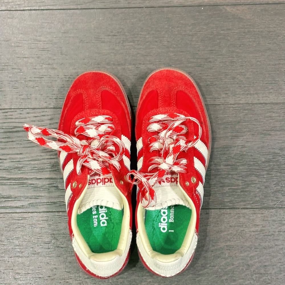 Adidas Red and White Sneakers Vibrant Design